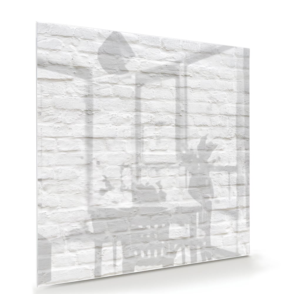 Glasbild mit weißer Ziegelsteintextur – Glasbild aus Sicherheitsglas, Größe 100x70