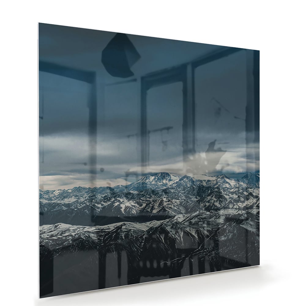 Glasbild mit majestätischer Berglandschaft – Glasbild aus Sicherheitsglas, Größe 100x70