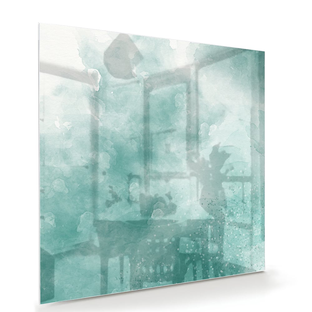 Abstraktes Glasbild in Aquablau – Glasbild aus Sicherheitsglas, Größe 100x70