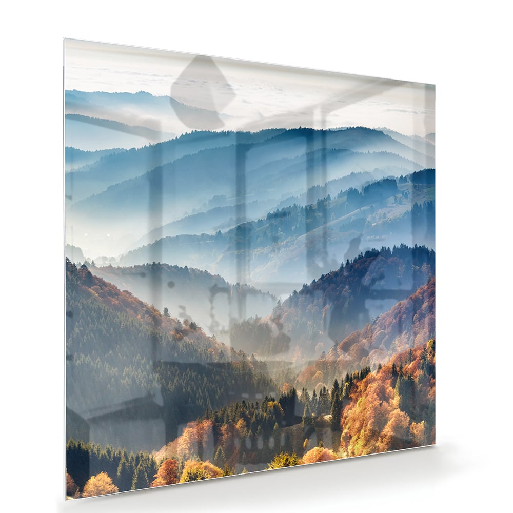 Atemberaubendes Glasbild mit Berglandschaft für Zuhause – Glasbild aus Sicherheitsglas, Größe 100x70