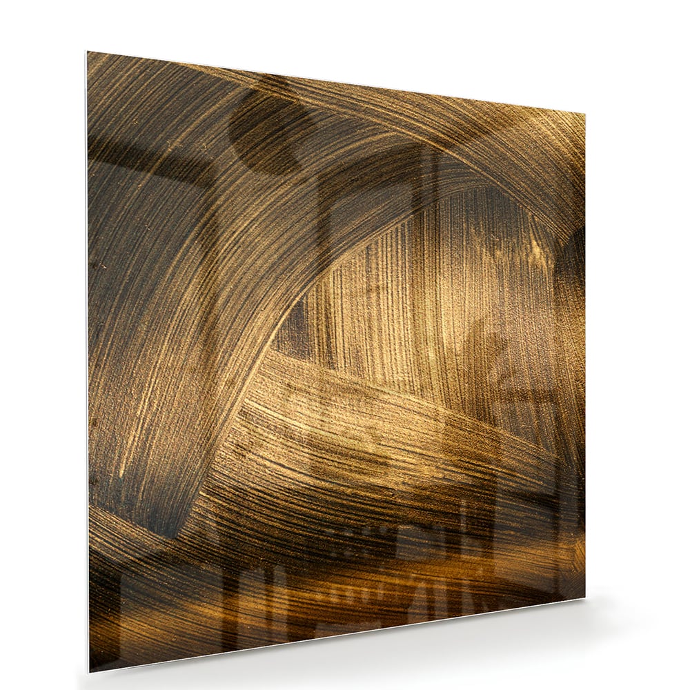 Elegantes Glasbild mit goldenem Muster – Glasbild aus Sicherheitsglas, Größe 100x70