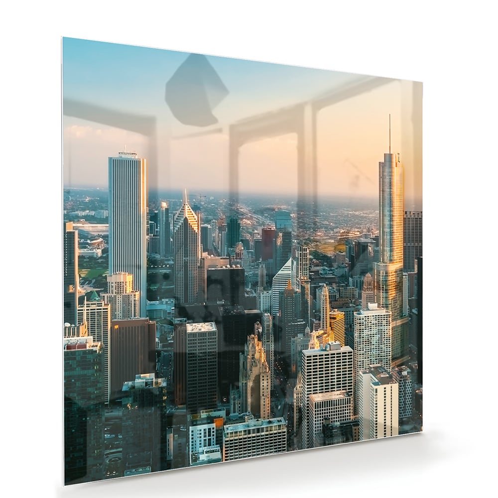 Stadtblick – Glasbild für moderne Innenräume – Glasbild aus Sicherheitsglas, Größe 100x70