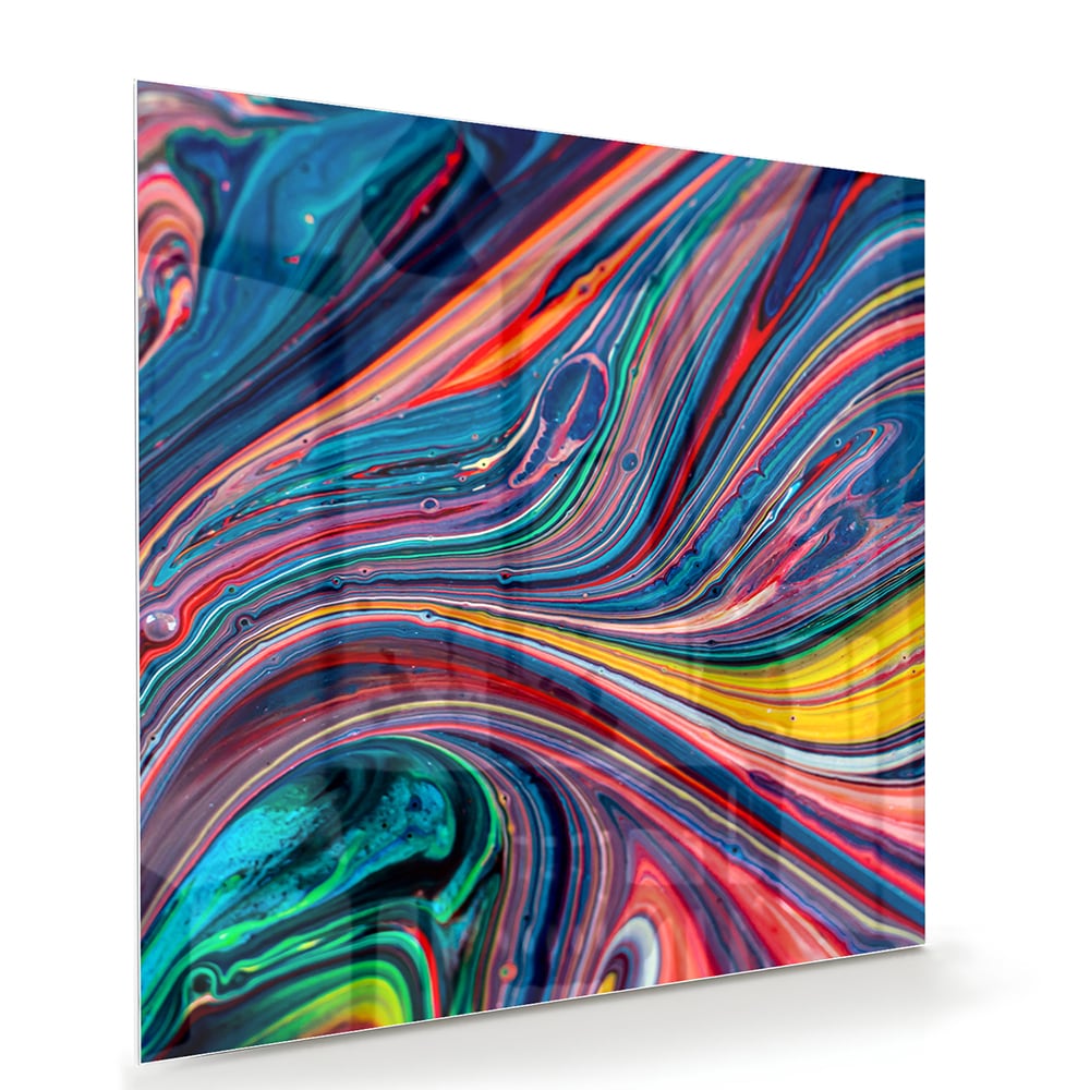 Farbenfrohes abstraktes Glasbild für ein modernes Interieur – Glasbild aus Sicherheitsglas, Größe 100x70