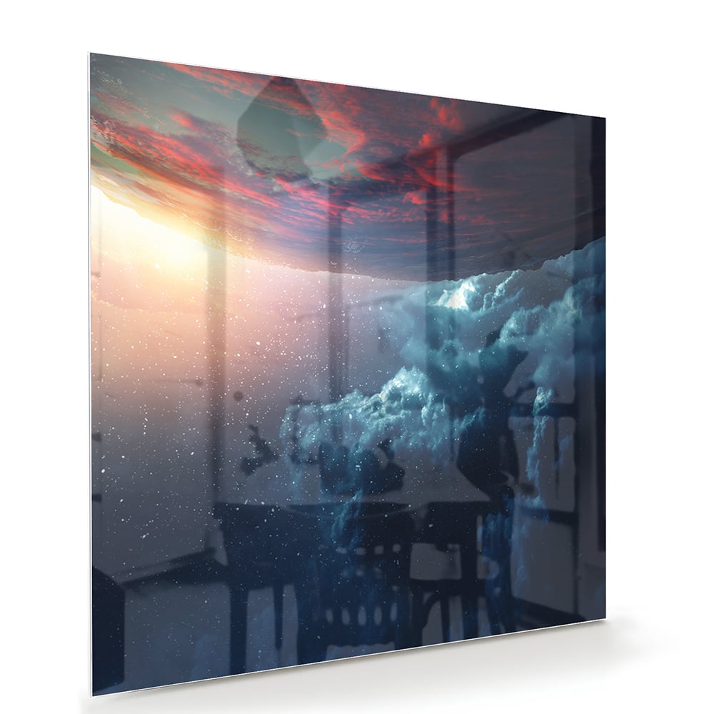 Glasbild mit kosmischem Ausblick – Glasbild aus Sicherheitsglas, Größe 100x70