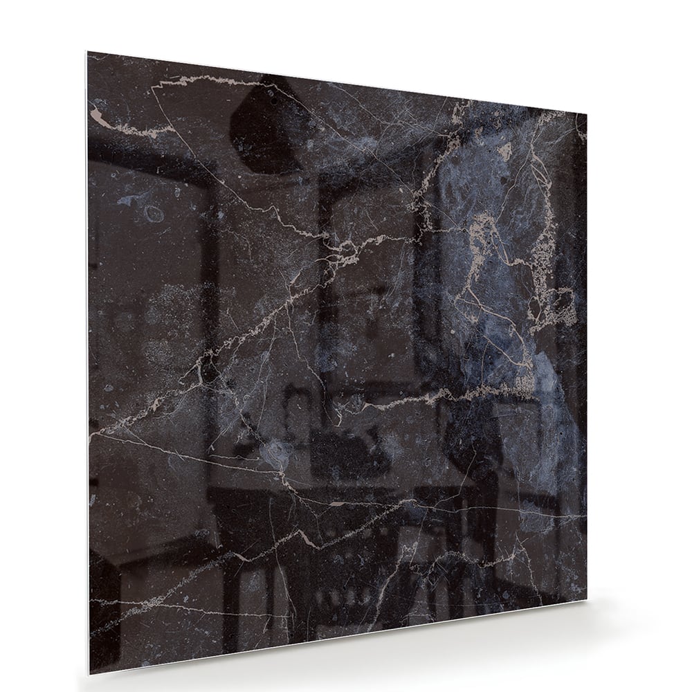 Elegantes Glasbild in dunkler Marmoroptik – Glasbild aus Sicherheitsglas, Größe 100x70