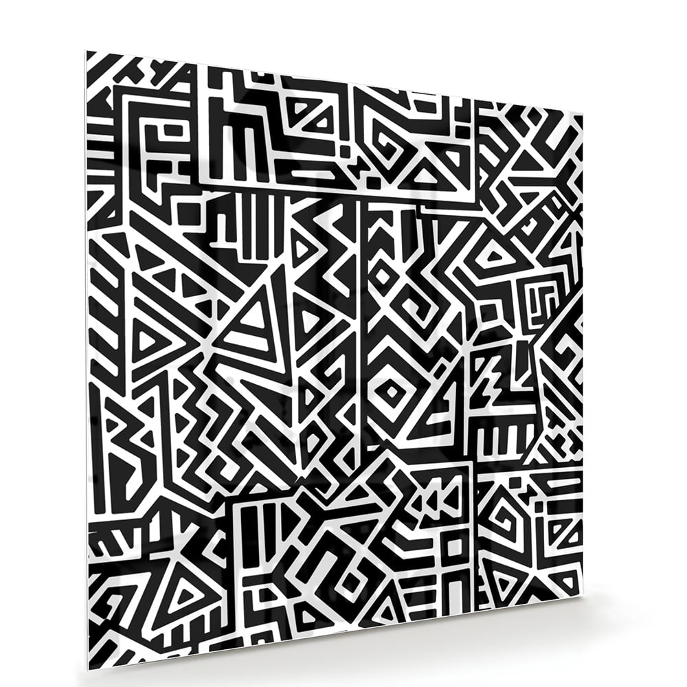 Schwarz-Weiß-Glasbild mit modernem Muster – Glasbild aus Sicherheitsglas, Größe 100x70