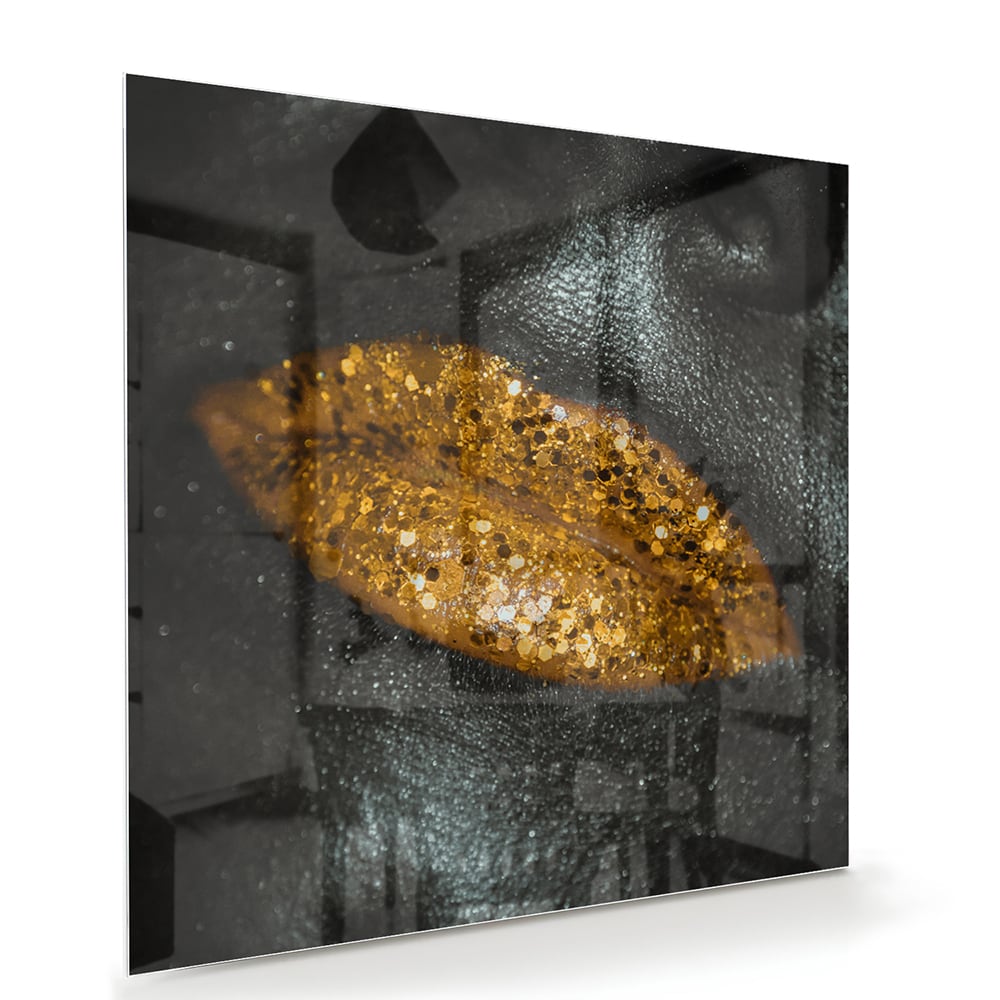 Glasbild mit goldenem Blatt für Ihr Interieur – Glasbild aus Sicherheitsglas, Größe 100x70