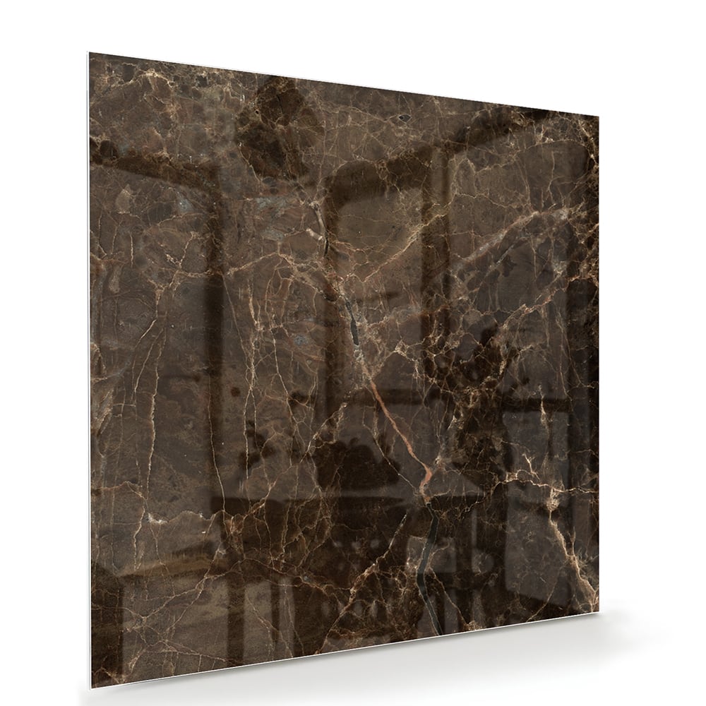 Glasbild mit Marmormotiv in braun – Glasbild aus Sicherheitsglas, Größe 100x70