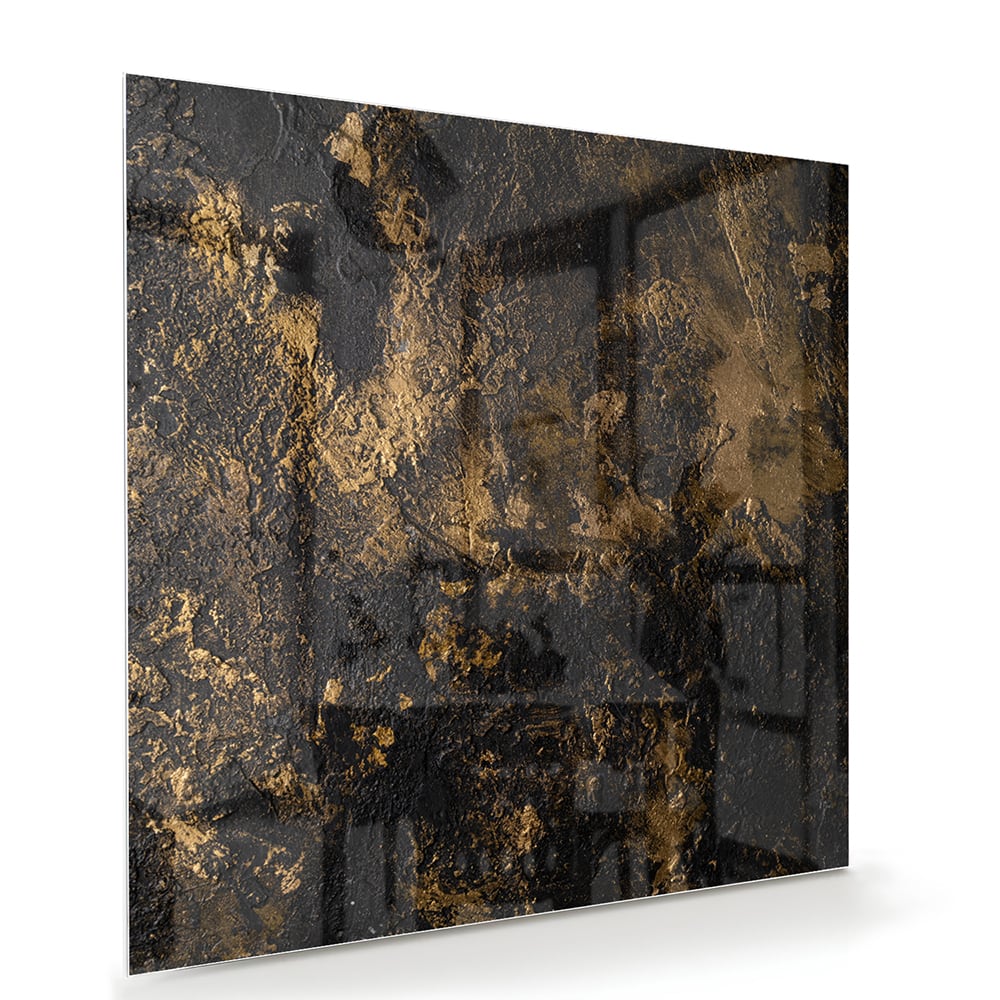 Modernes Glasbild mit goldenen Akzenten – Glasbild aus Sicherheitsglas, Größe 100x70
