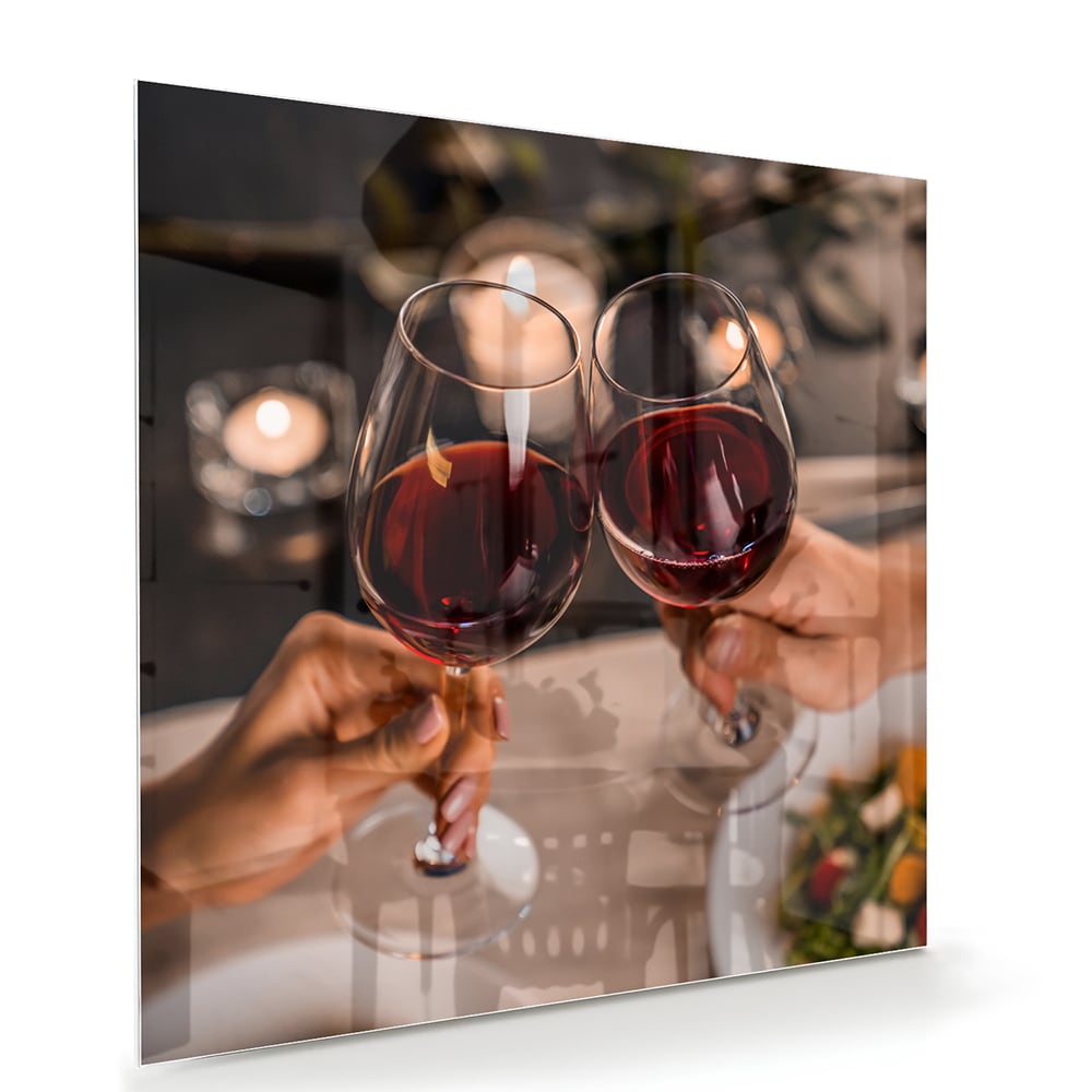 Glasbild – Prost mit einem Glas Rotwein – Glasbild aus Sicherheitsglas, Größe 100x70