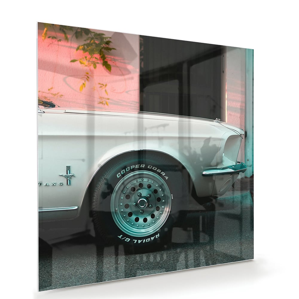 Vintage-Auto-Glasbild für luxuriöse Innenräume – Glasbild aus Sicherheitsglas, Größe 100x70