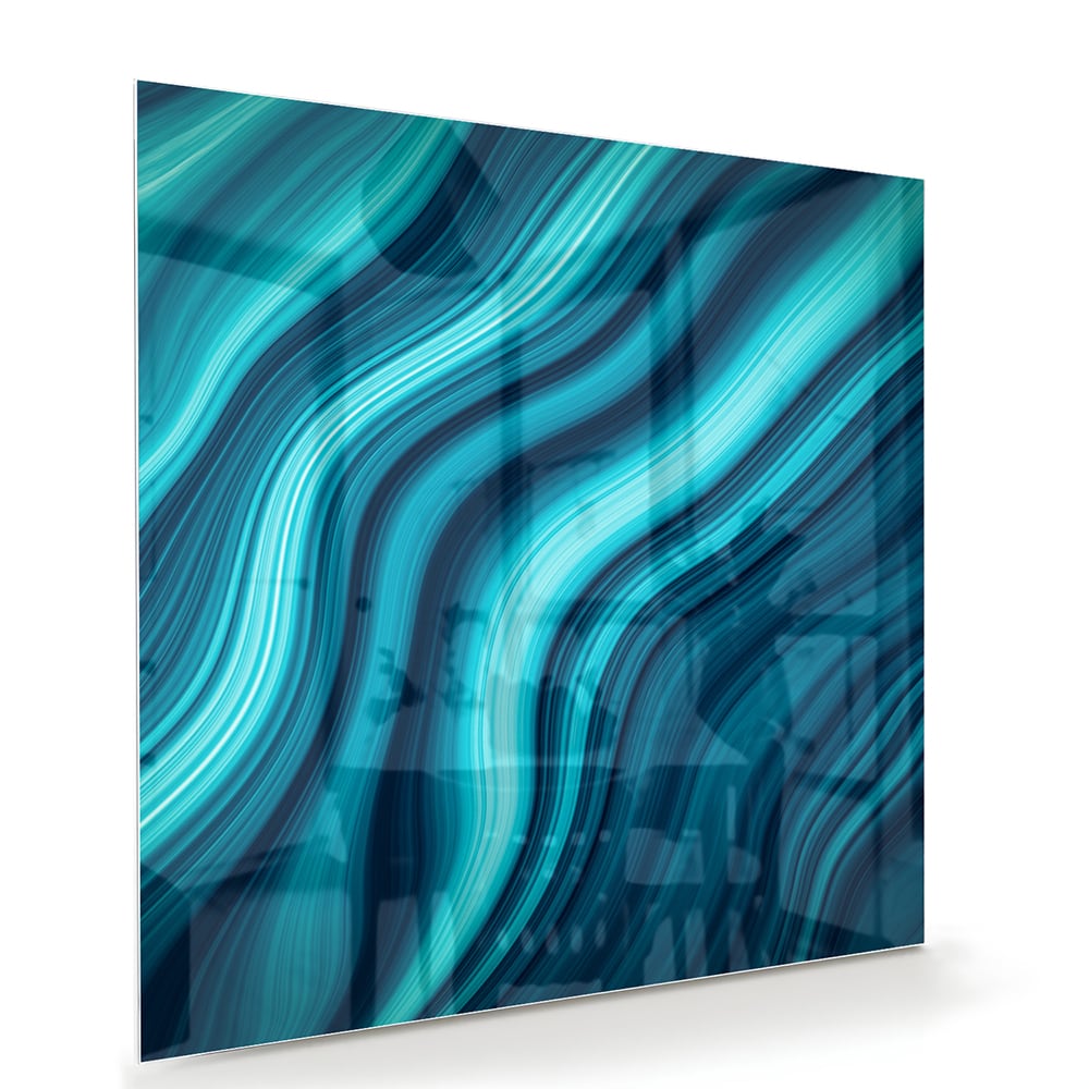Stilvolles Glasbild mit blauen Wellen – Glasbild aus Sicherheitsglas, Größe 100x70