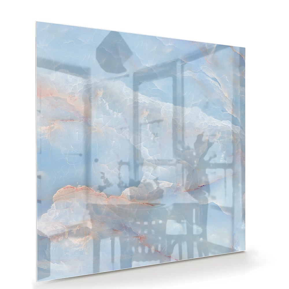 Abstraktes Glasbild in sanften Blautönen – Glasbild aus Sicherheitsglas, Größe 100x70