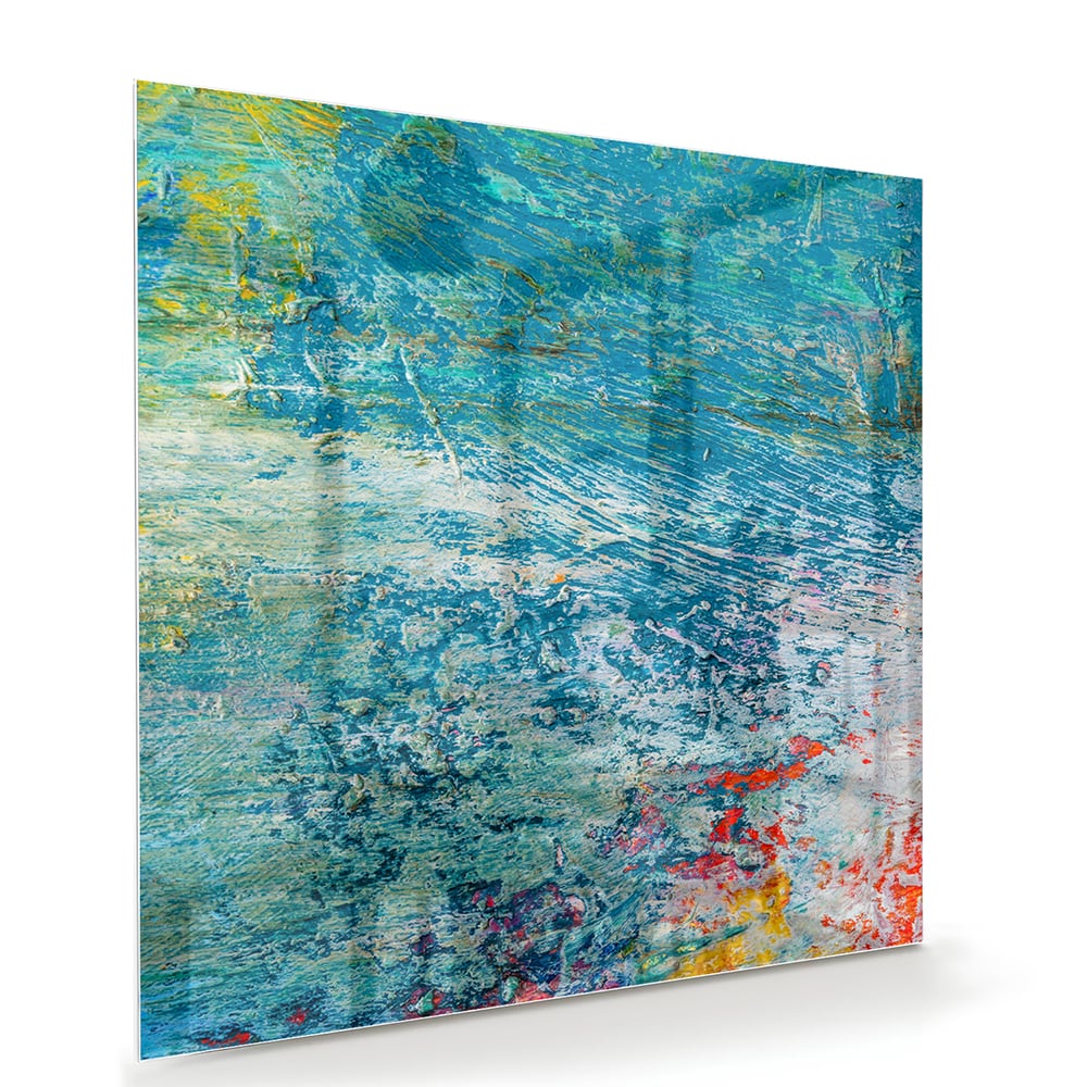 Farbenfrohes Glasbild mit abstraktem Muster – Glasbild aus Sicherheitsglas, Größe 100x70
