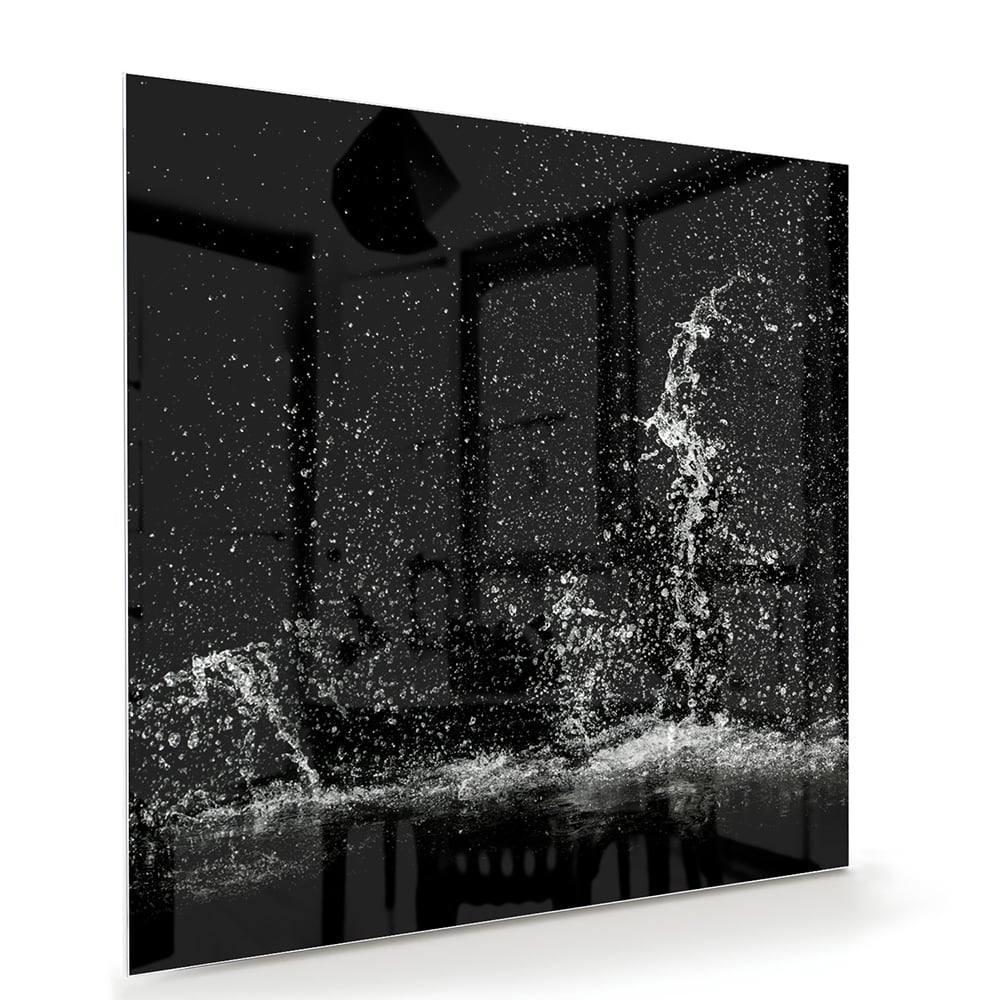 Schwarz-Weiß-Glasbild mit Spritzwassereffekt – Glasbild aus Sicherheitsglas, Größe 100x70