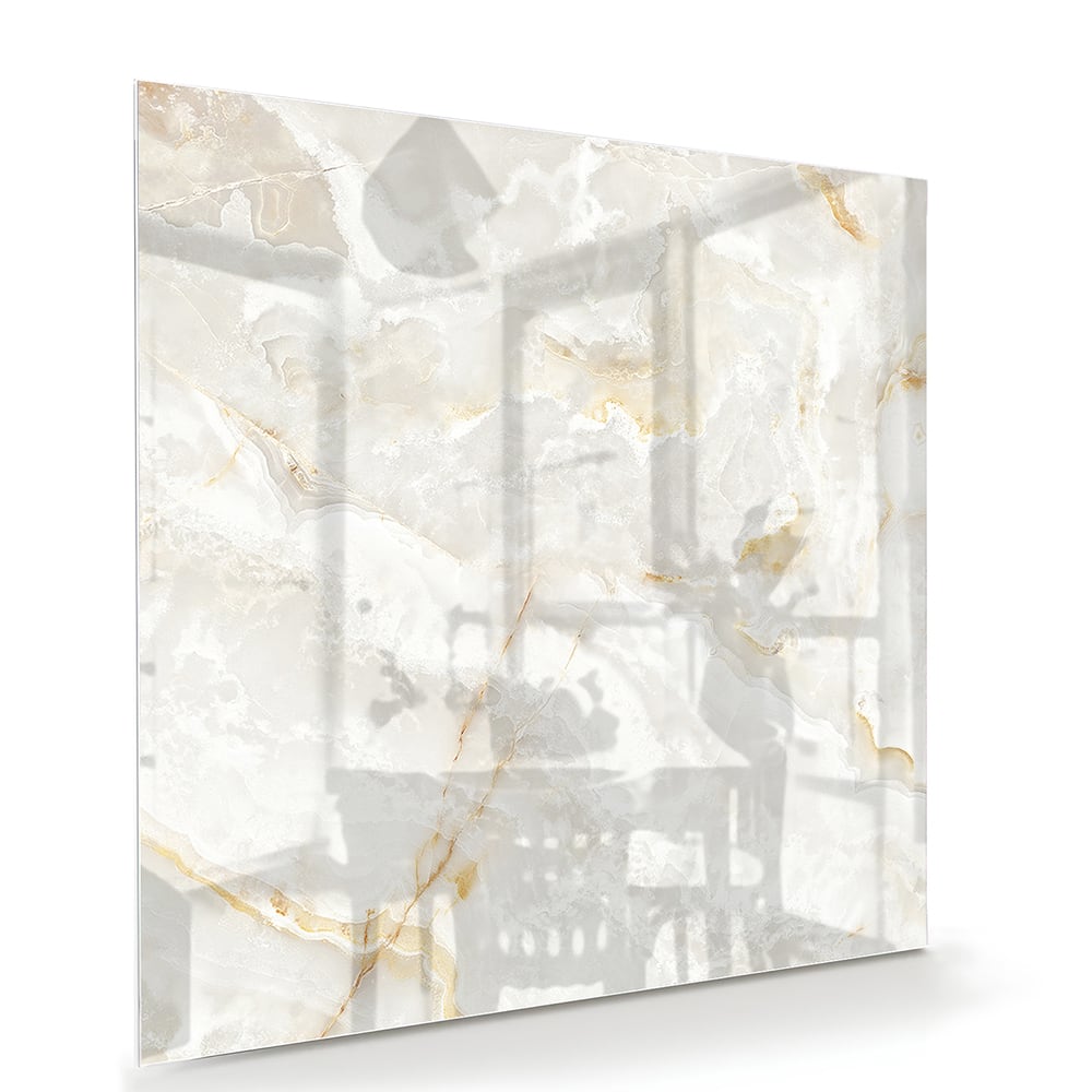 Elegantes Glasbild mit Gold und Grau – Glasbild aus Sicherheitsglas, Größe 100x70