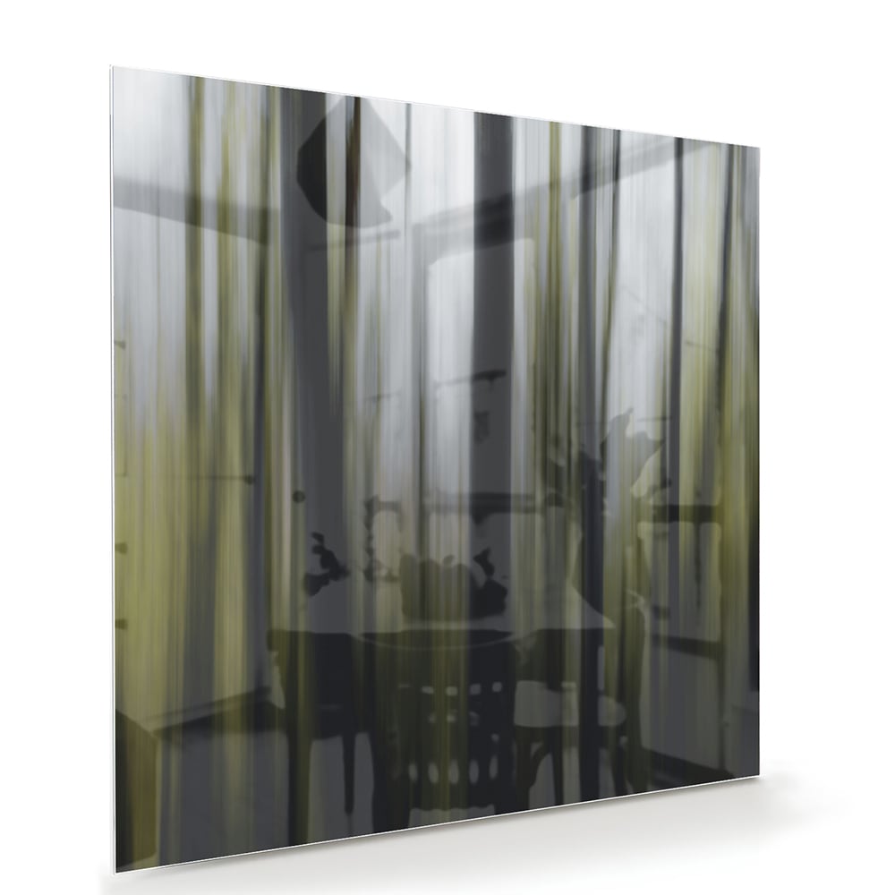Glasbild mit grünem Bambus in einem modernen Wohnzimmer – Glasbild aus Sicherheitsglas, Größe 100x70