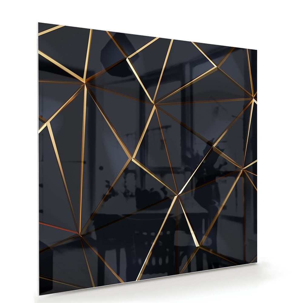 Modernes Glasbild mit goldenen Akzenten als moderne Glas-Wanddekoration aus 4 mm Sicherheitsglas