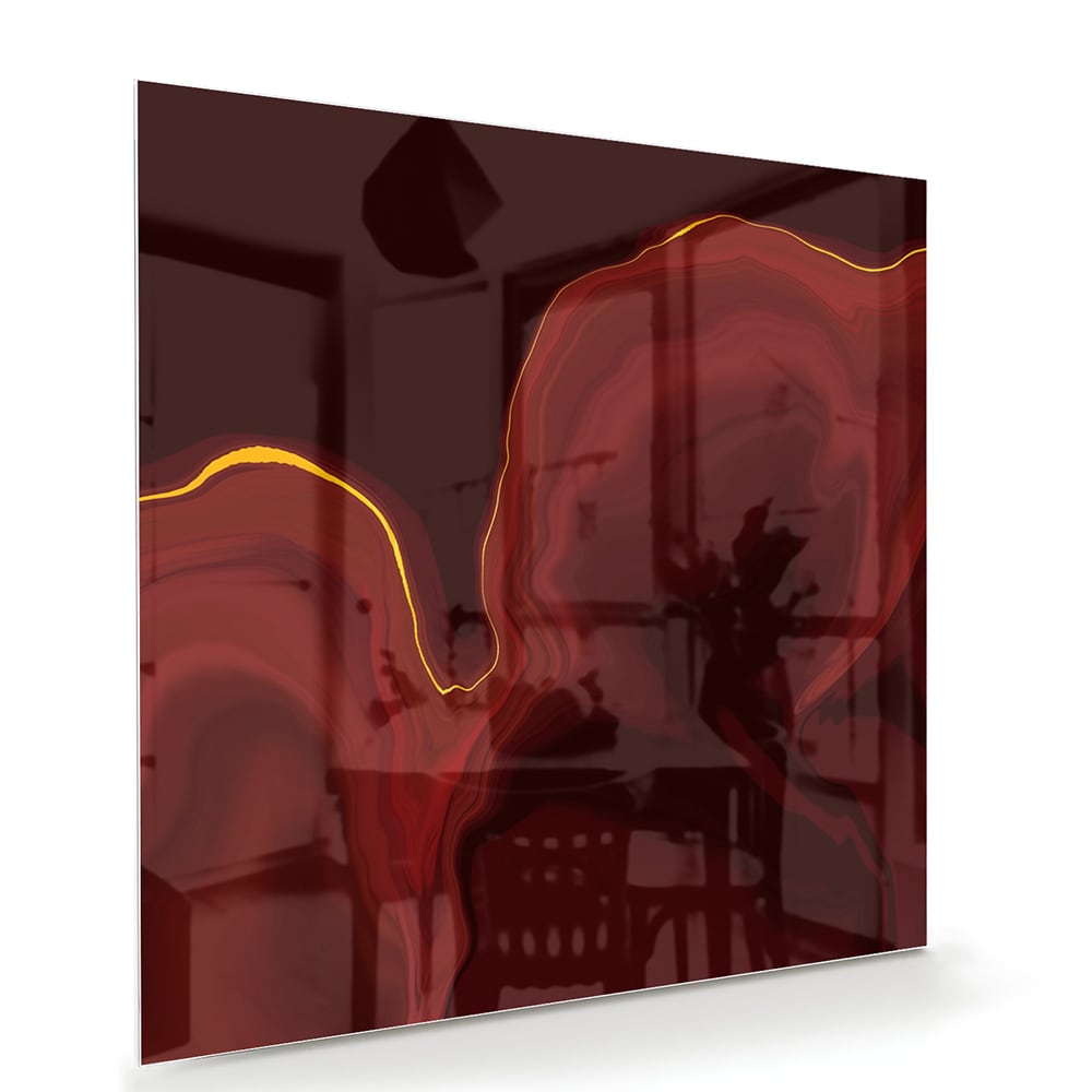 Abstraktes Glasbild mit warmen Rottönen – Glasbild aus Sicherheitsglas, Größe 100x70
