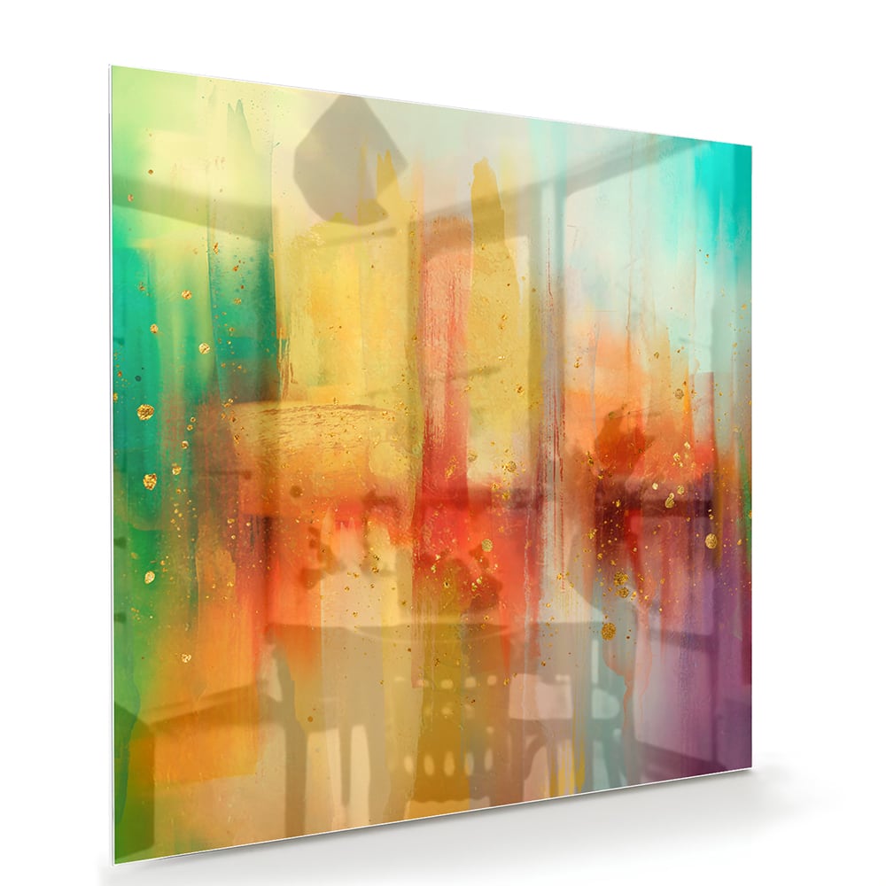 Farbenfrohes Glasbild mit abstrakten Formen – Glasbild aus Sicherheitsglas, Größe 100x70