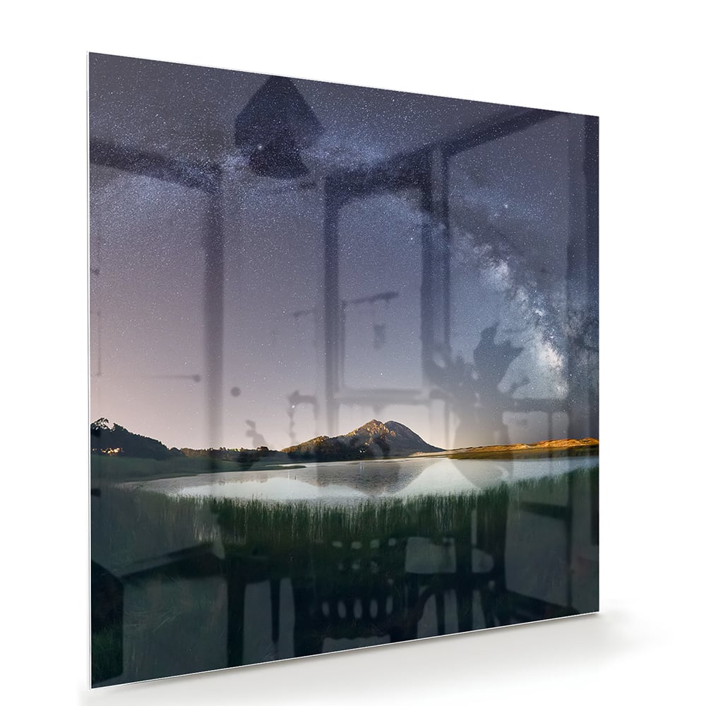 Glasbild: Sternenhimmel und Berge – Glasbild aus Sicherheitsglas, Größe 100x70