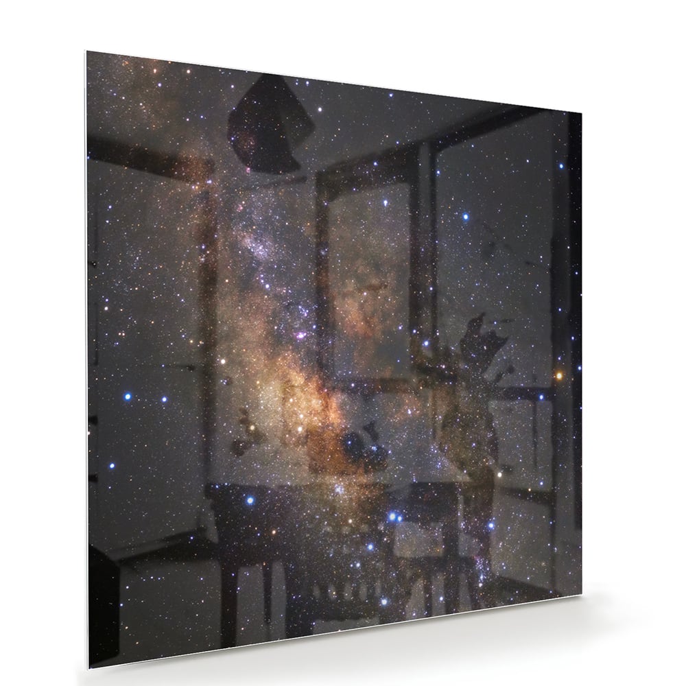 Abstraktes Glasbild mit dem Universum – Glasbild aus Sicherheitsglas, Größe 100x70