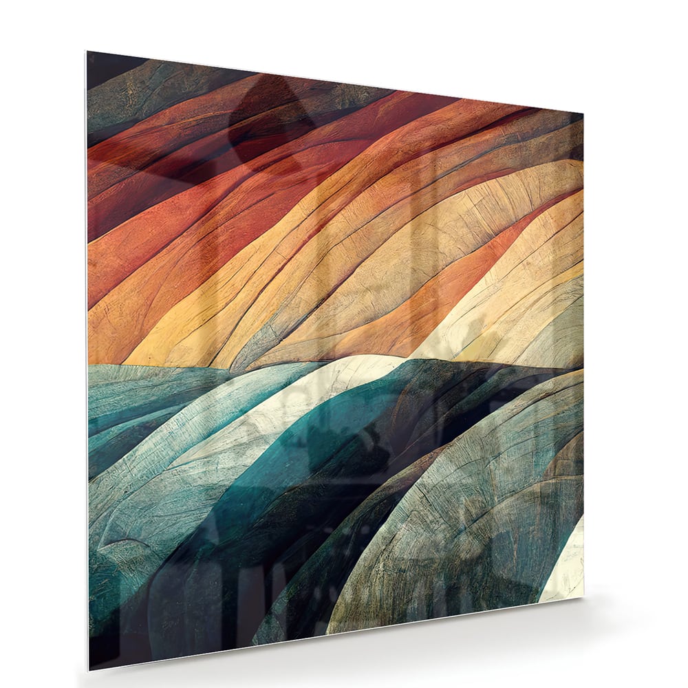 Abstraktes Glasbild mit farbenfrohen Wellen – Glasbild aus Sicherheitsglas, Größe 100x70