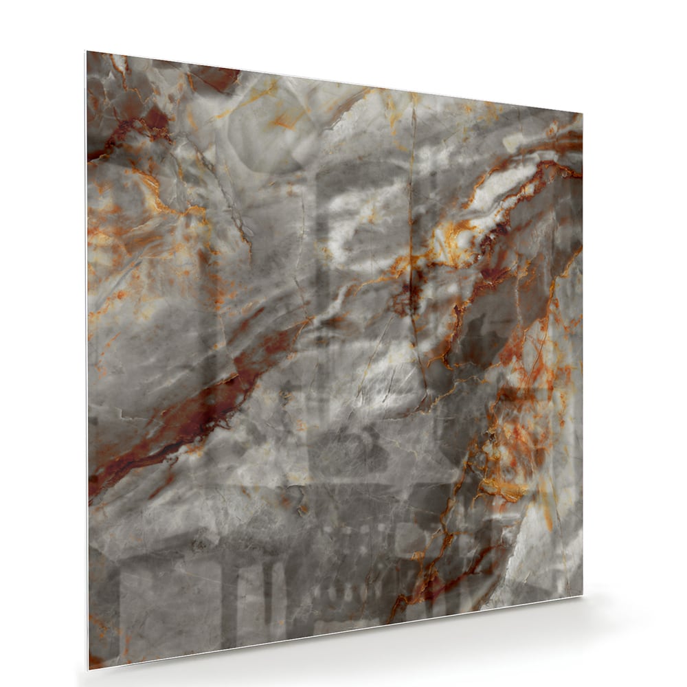 Glänzendes Glasbild mit Marmoroptik in Grau – Glasbild aus Sicherheitsglas, Größe 100x70