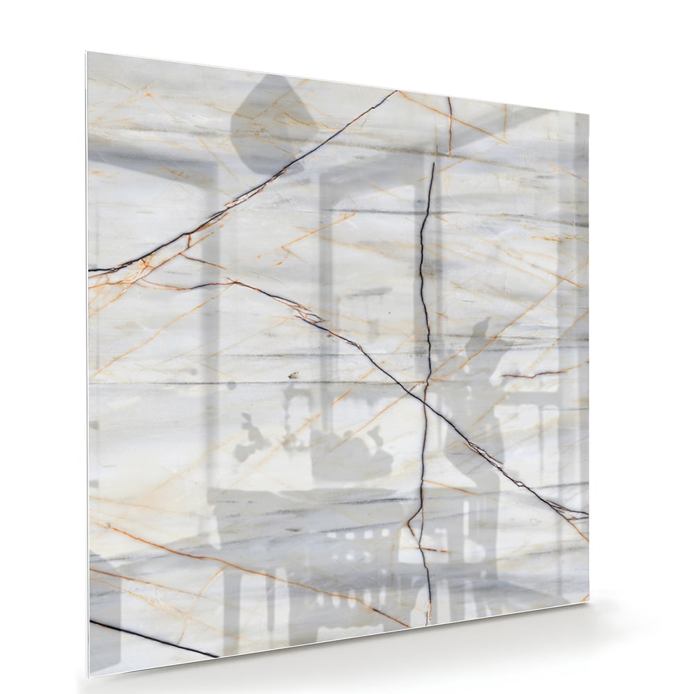 Elegantes Glasbild mit Marmoroptik – Glasbild aus Sicherheitsglas, Größe 100x70