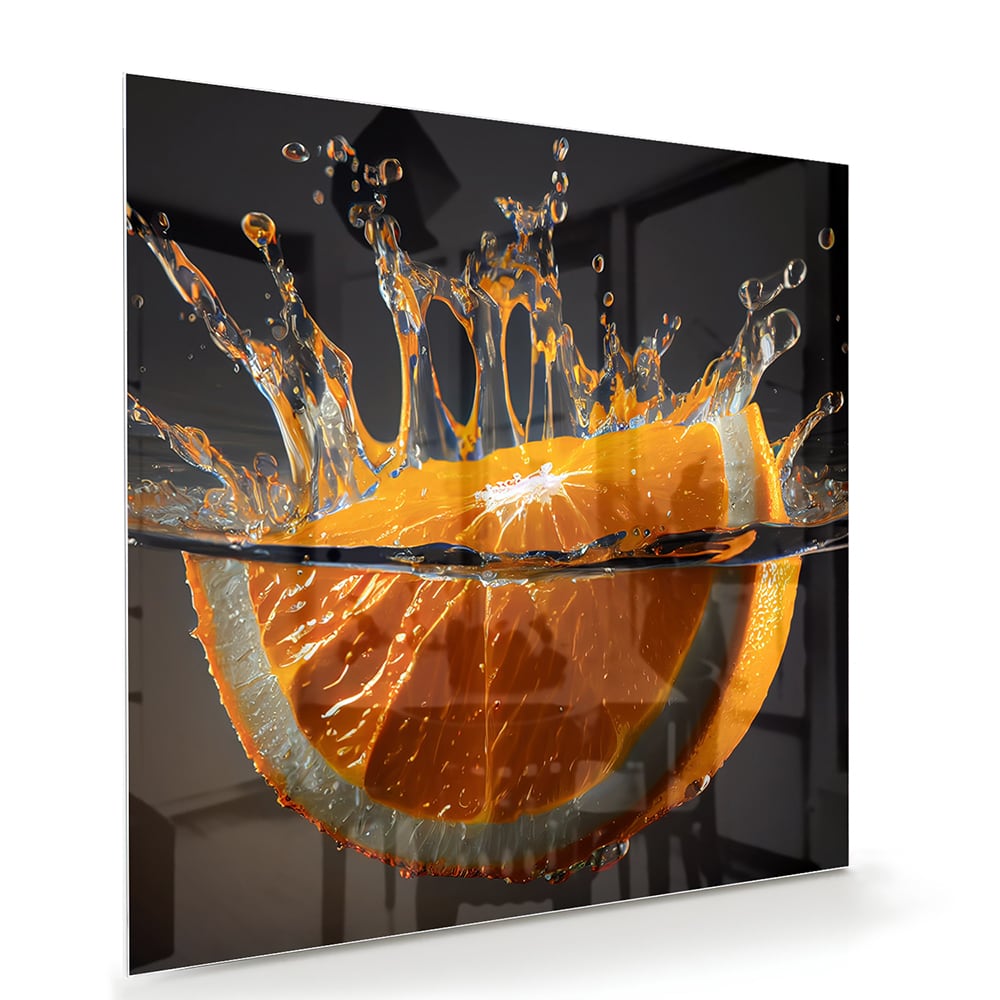 Dynamisches orangefarbenes Glasbild – Glasbild aus Sicherheitsglas, Größe 100x70