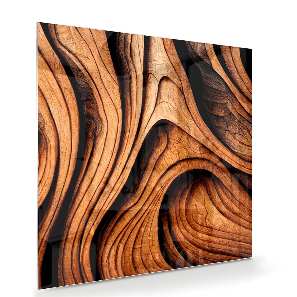 Elegantes Glasbild mit Holzstruktur – Glasbild aus Sicherheitsglas, Größe 100x70