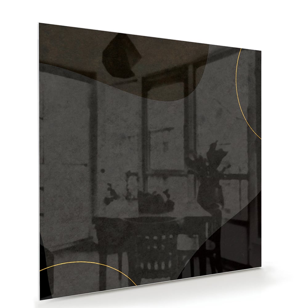 Modernes Glasbild mit abstrakten Formen in Schwarz – Glasbild aus Sicherheitsglas, Größe 100x70