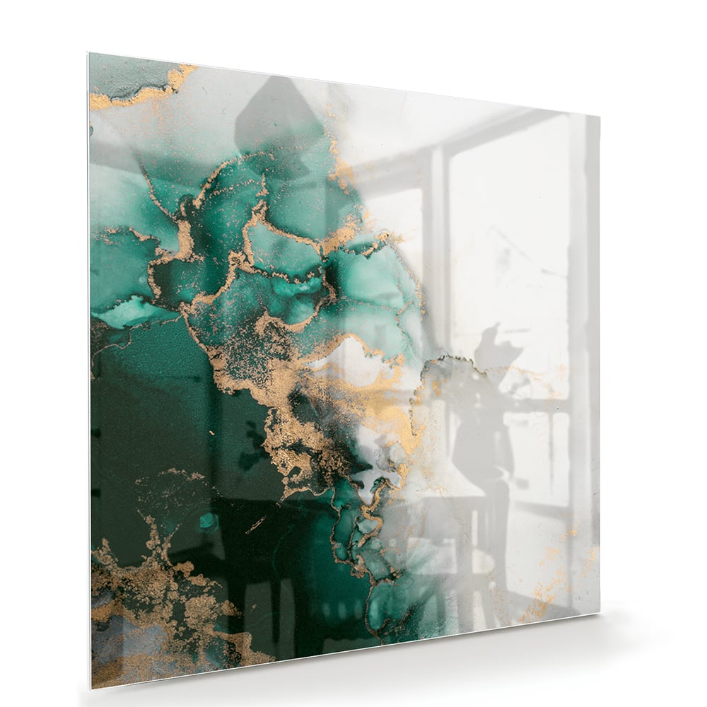 Elegantes Glasbild in grünen Farbtönen – Glasbild aus Sicherheitsglas, Größe 100x70