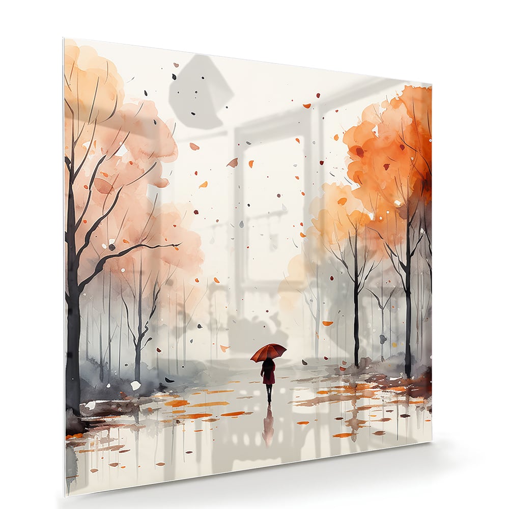 Zauberhaftes Glasbild mit Herbstlandschaft – Glasbild aus Sicherheitsglas, Größe 100x70