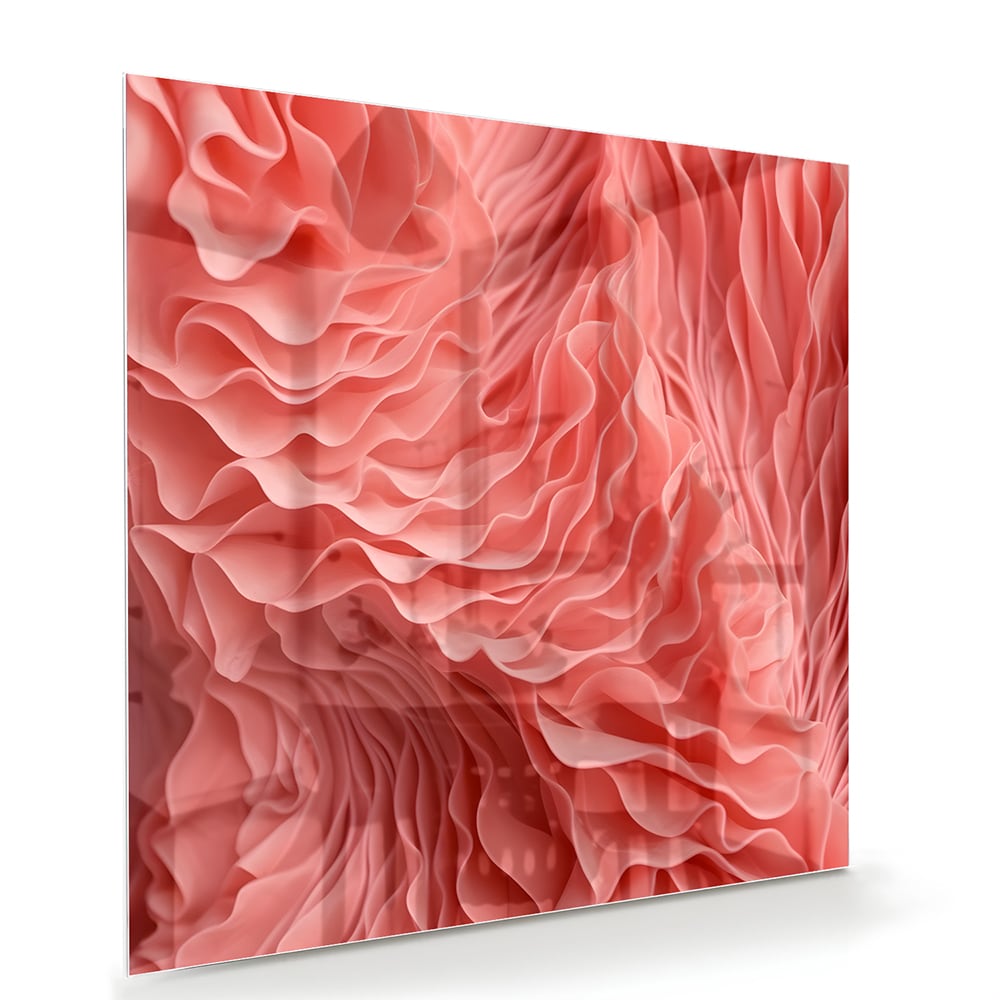 Abstraktes rosa Glasbild mit wellenförmigem Muster – Glasbild aus Sicherheitsglas, Größe 100x70