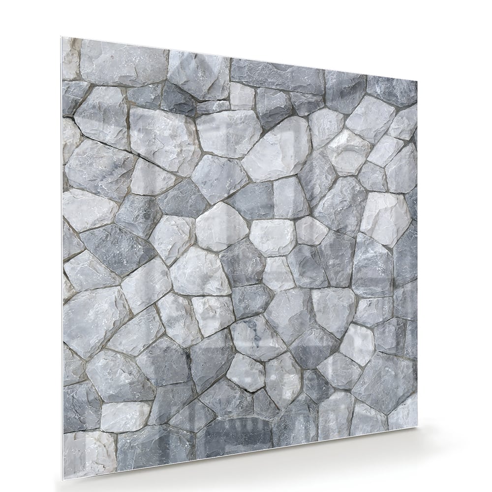 Elegantes Glasbild mit grauen Steinen – Glasbild aus Sicherheitsglas, Größe 100x70