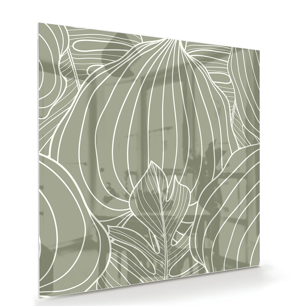 Glasbild mit sanften Linien und Erdtönen – Glasbild aus Sicherheitsglas, Größe 100x70