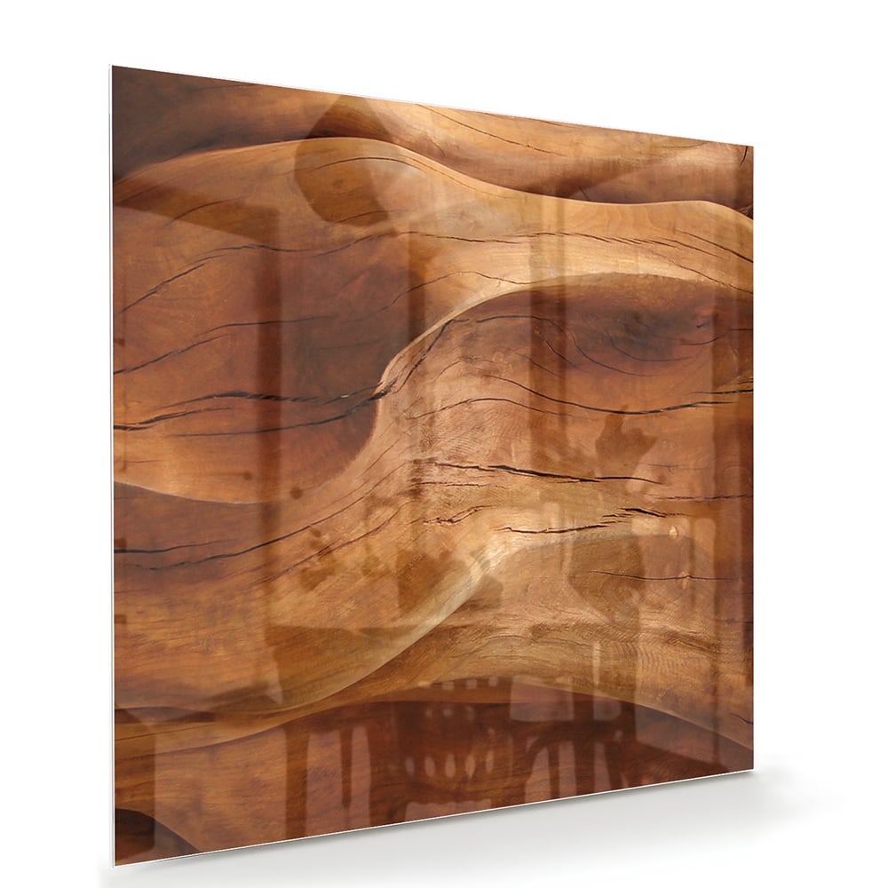Abstraktes Glasbild mit warmen Holztönen – Glasbild aus Sicherheitsglas, Größe 100x70