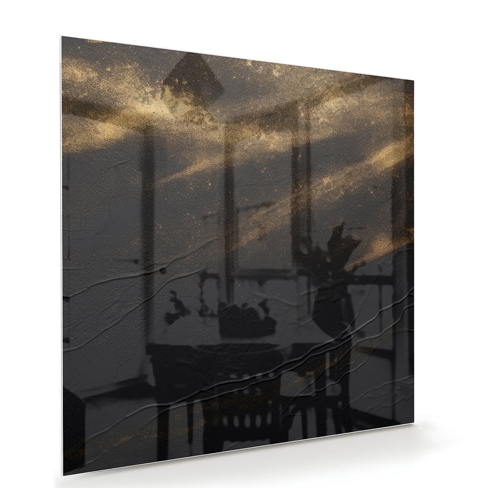 Modernes Glasbild mit goldenen Akzenten – Glasbild aus Sicherheitsglas, Größe 100x70