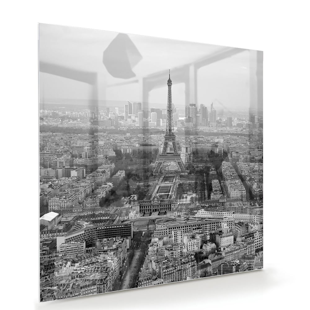 Schwarz-Weiß-Glasbild mit Paris-Motiv – Glasbild aus Sicherheitsglas, Größe 100x70