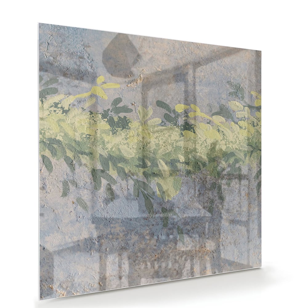 Fröhliches Glasbild mit gelben Blumen – Glasbild aus Sicherheitsglas, Größe 100x70