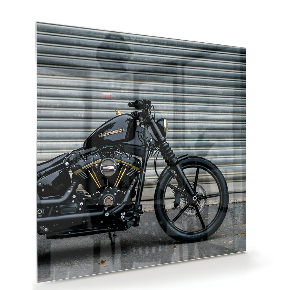 Stilvolles Glasbild mit einem Motorrad – Glasbild aus Sicherheitsglas, Größe 100x70
