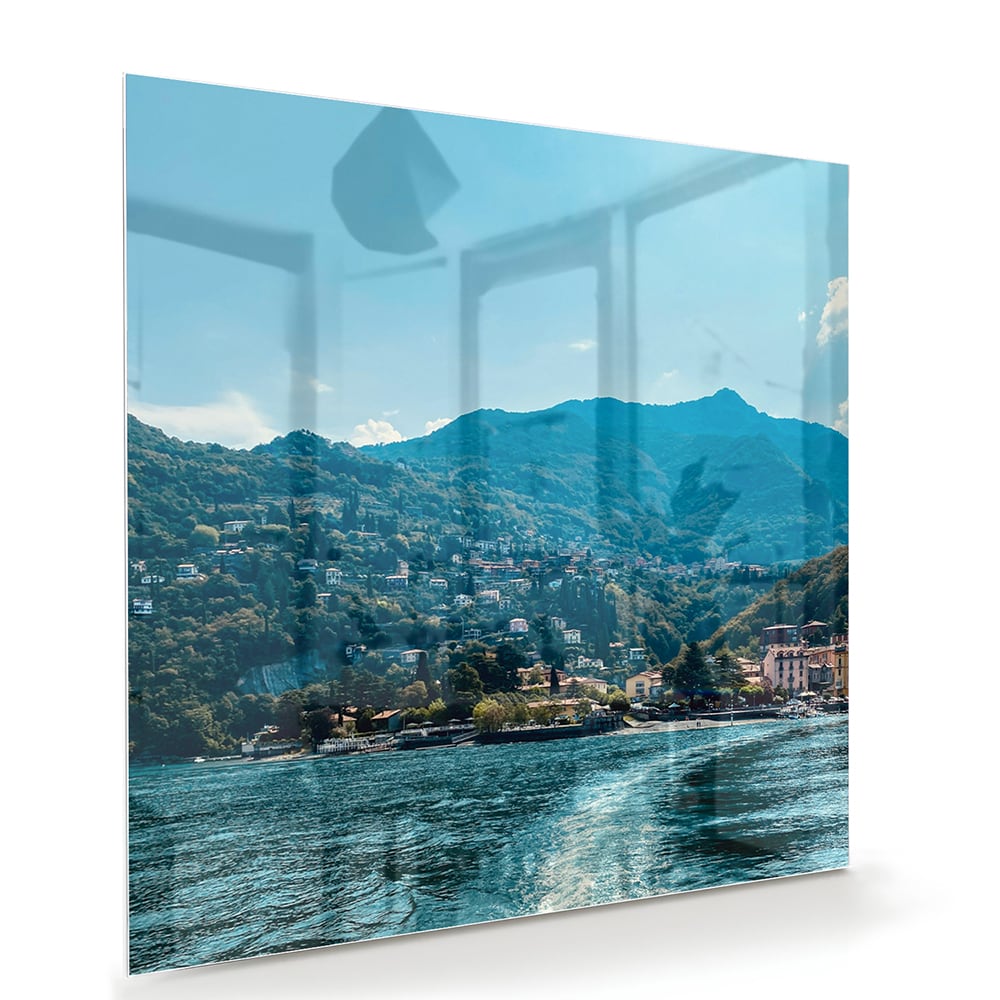 Atemberaubendes Glasbild mit Berglandschaft – Glasbild aus Sicherheitsglas, Größe 100x70