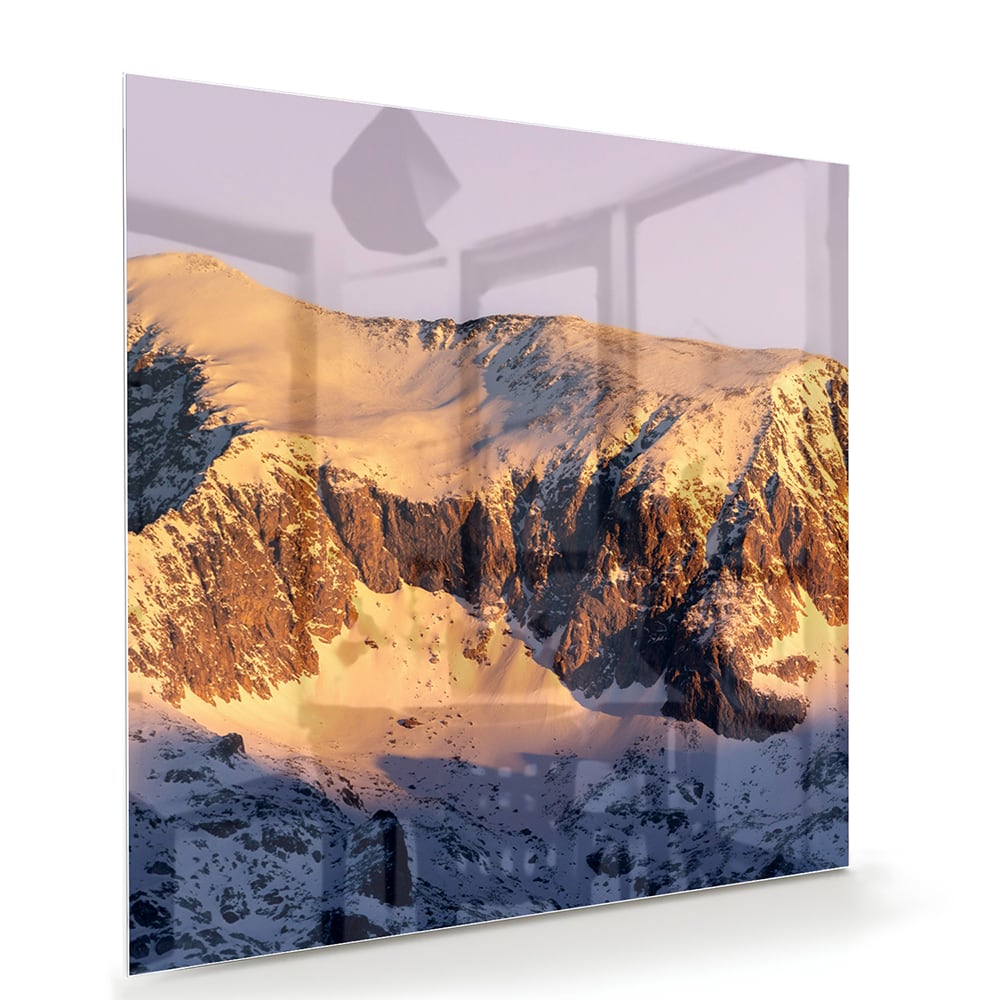 Atemberaubendes Glasbild mit Berglandschaft – Glasbild aus Sicherheitsglas, Größe 100x70