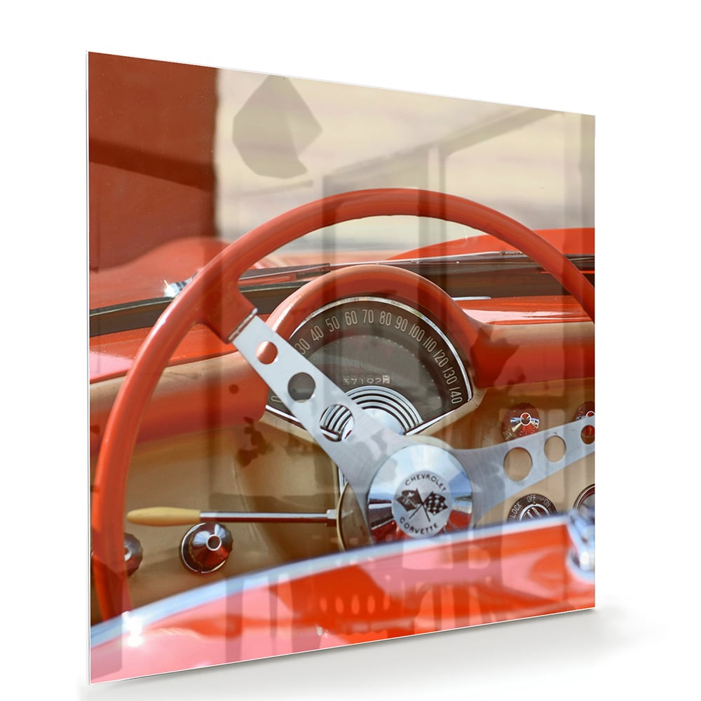 Retro-Auto-Glasbild für stilvolle Innenräume – Glasbild aus Sicherheitsglas, Größe 100x70