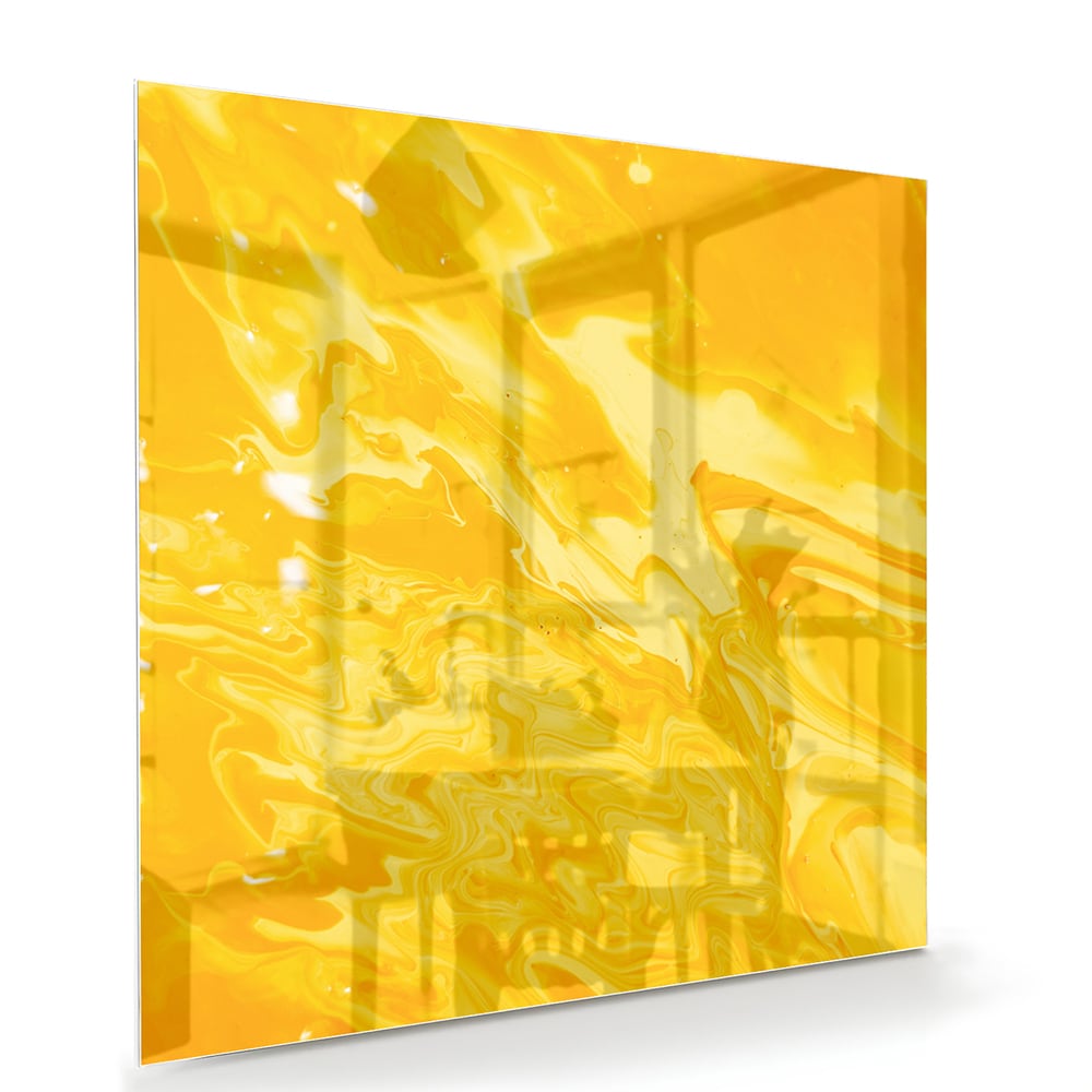 Leuchtend gelbes Glasbild für moderne Innenräume – Glasbild aus Sicherheitsglas, Größe 100x70