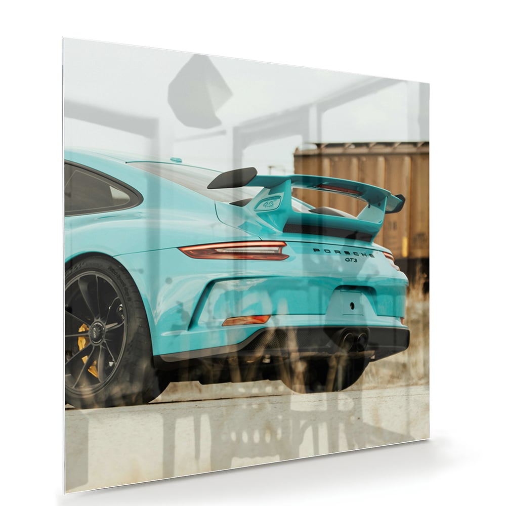 Stilvolles Glasbild mit einem Sportwagen – Glasbild aus Sicherheitsglas, Größe 100x70