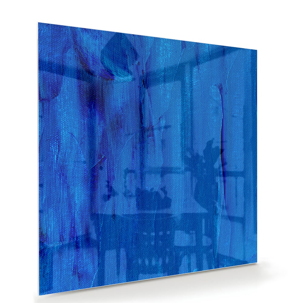 Blaues abstraktes Glasbild für moderne Innenräume – Glasbild aus Sicherheitsglas, Größe 100x70