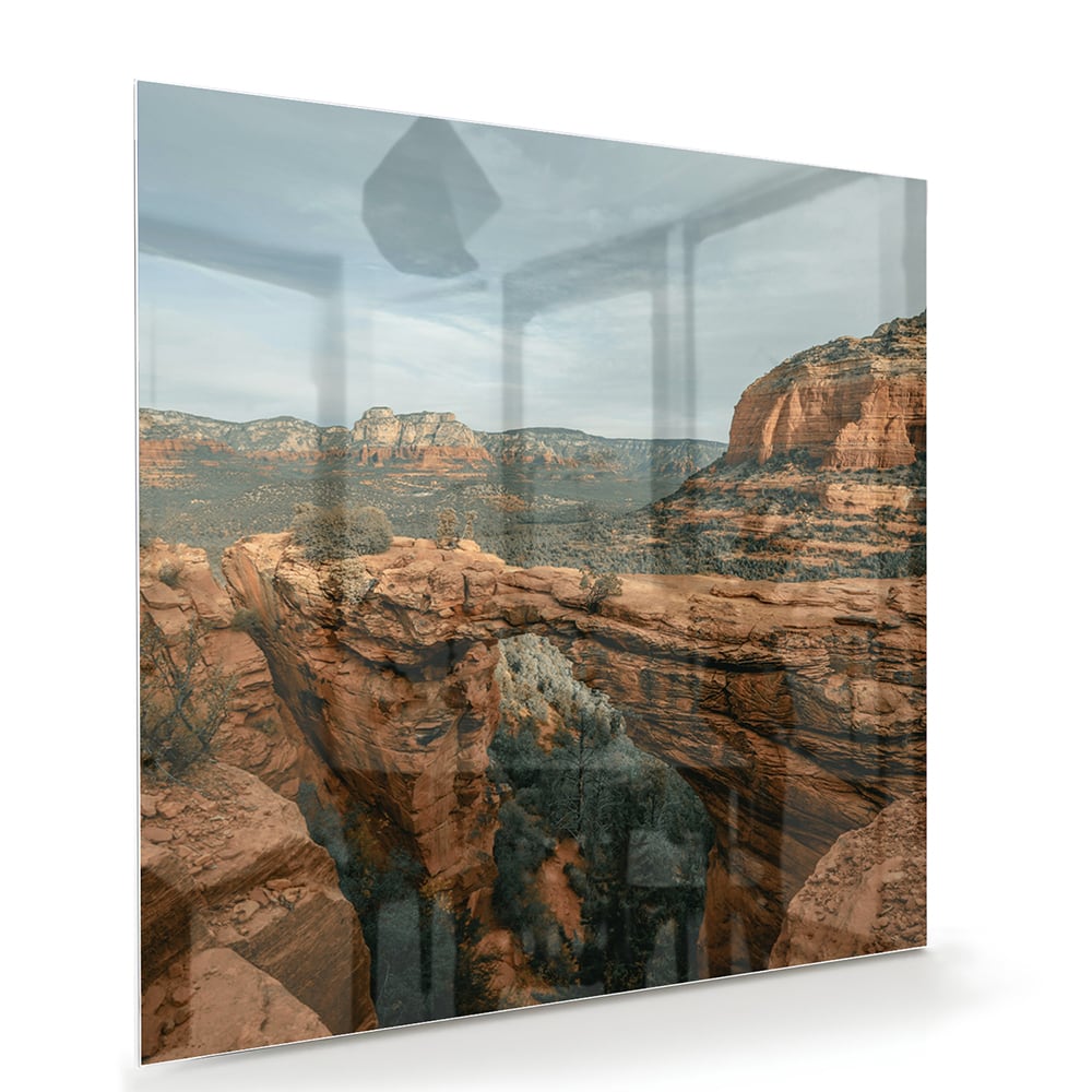 Atemberaubendes Glasbild mit Bergen – Glasbild aus Sicherheitsglas, Größe 100x70
