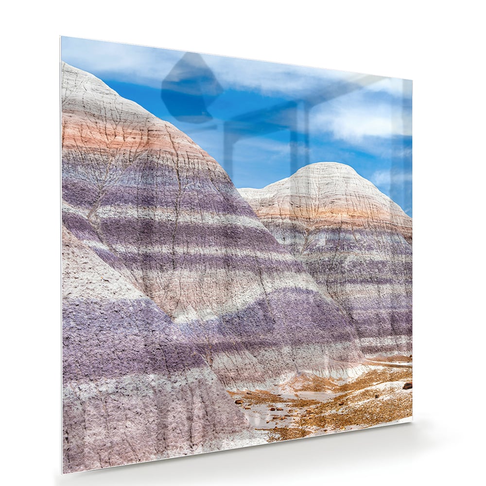Wunderschönes Glasbild mit Bergen und Himmel – Glasbild aus Sicherheitsglas, Größe 100x70